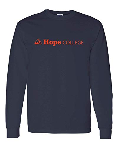 Hope College Horizontal 1 Color Long Sleeve - Navy