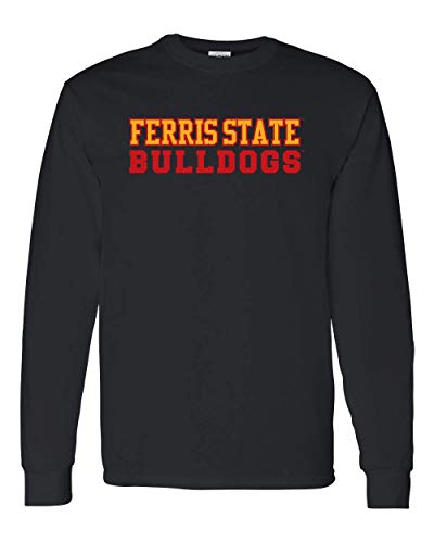 Ferris State Bulldogs Stacked Two Color Long Sleeve - Black