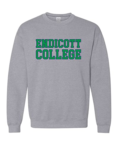 Endicott College Block Letters Crewneck Sweatshirt - Sport Grey