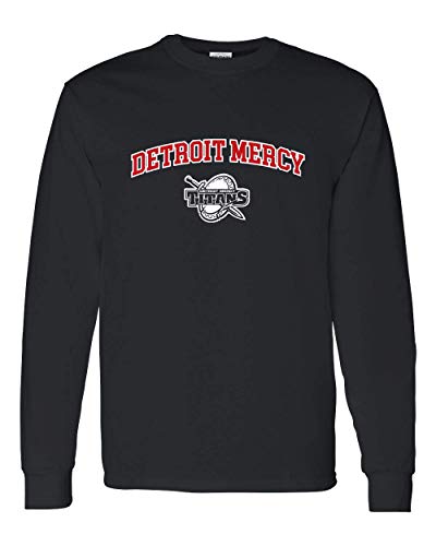 Detroit Mercy Arched Two Color Long Sleeve T-Shirt - Black