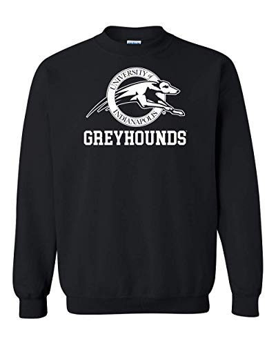 Univ of Indianapolis Greyhounds White Text Crewneck Sweatshirt - Black
