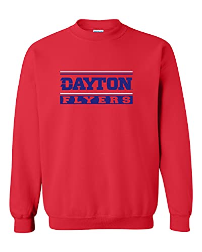 University of Dayton Flyers Text Two Color Crewneck Sweatshirt - Red