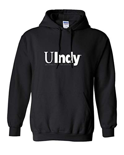 University of Indianapolis UIndy White Text Hooded Sweatshirt - Black