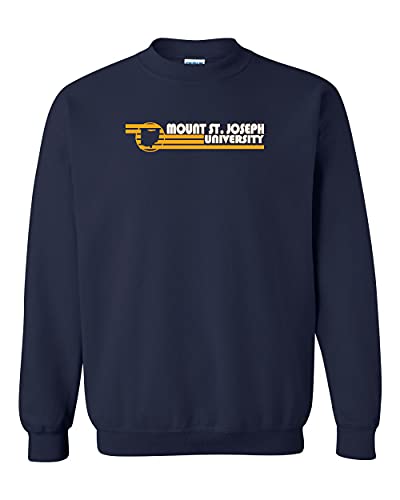 Retro Mount St. Joseph University Two Color Crewneck Sweatshirt - Navy