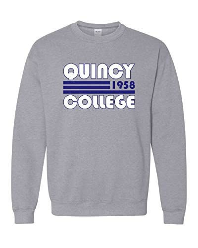 Retro Quincy College Crewneck Sweatshirt - Sport Grey