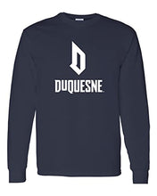 Load image into Gallery viewer, Duquesne University Stacked Long Sleeve T-Shirt - Navy
