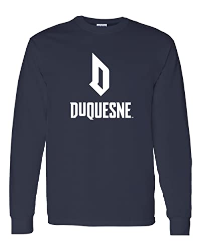 Duquesne University Stacked Long Sleeve T-Shirt - Navy