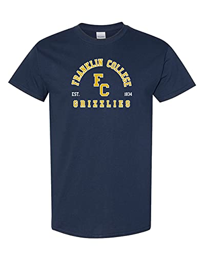 Franklin College FC Arched Two Color T-Shirt - Navy