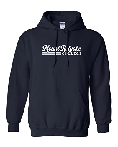 Vintage Mount Holyoke College Hooded Sweatshirt - Navy