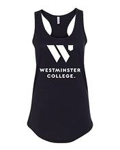 Load image into Gallery viewer, Westminster College 1 Color Ladies Racer Tank Top - Black
