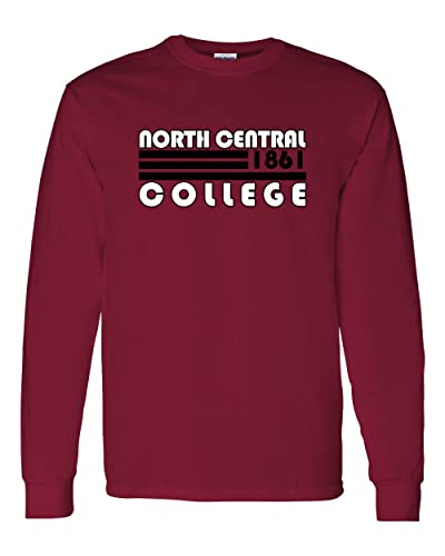 Retro North Central College Long Sleeve T-Shirt - Cardinal Red