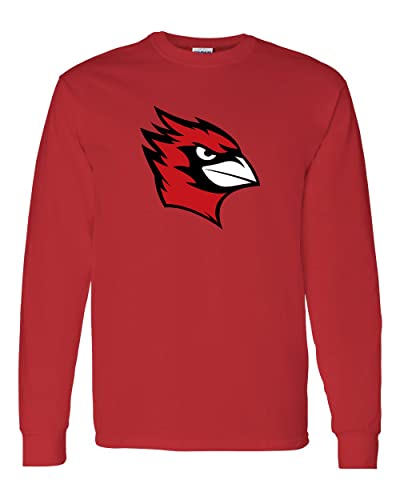 Wesleyan University Full Color Mascot Long Sleeve T-Shirt - Red