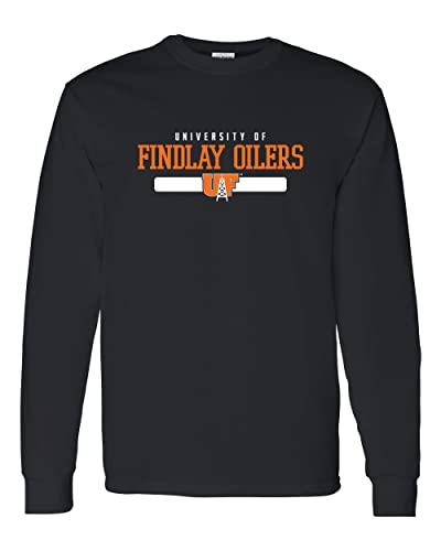 Univ of Findlay Oilers Stacked Two Color Long Sleeve Shirt - Black