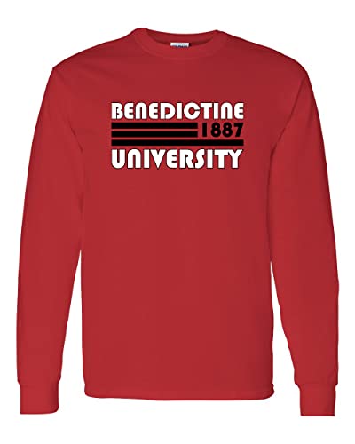 Retro Benedictine University Long Sleeve T-Shirt - Red