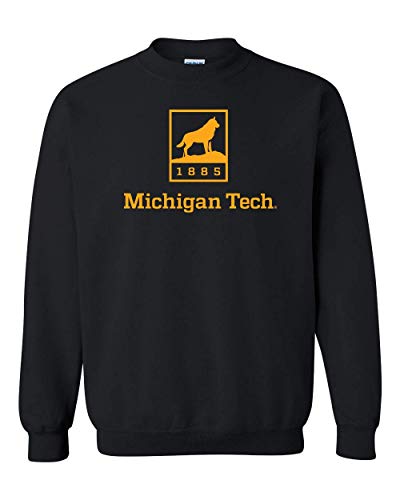 Michigan Tech Huskies 1885 One Color Crewneck Sweatshirt - Black