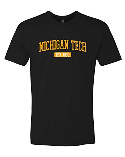 Michigan Tech EST Two Color T-Shirt Exclusive Soft Shirt - Black