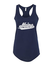 Load image into Gallery viewer, University of Maine Vintage Script Ladies Tank Top - Midnight Navy
