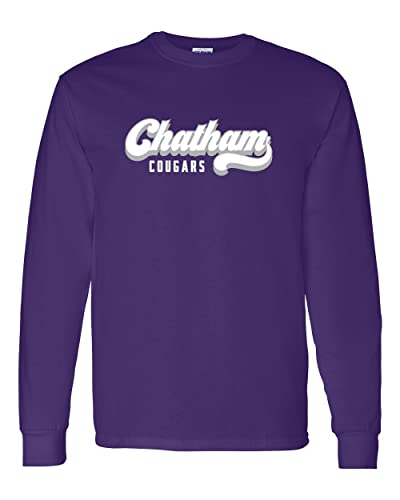 Chatham Cougars Banner Long Sleeve Shirt - Purple