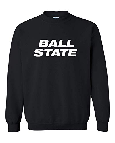 Ball State University Block Letters One Color Crewneck Sweatshirt - Black