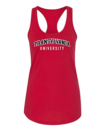 Transylvania University Block Two Color Ladies Tank Top - Red