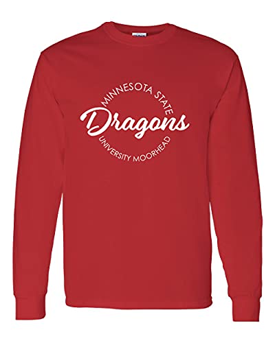 Minnesota State Moorhead Circular 1 Color Long Sleeve T-Shirt - Red
