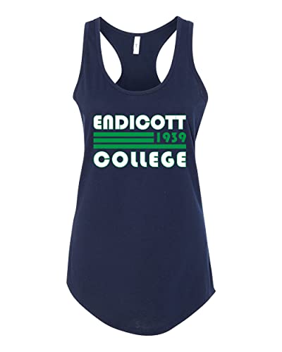 Retro Endicott College Ladies Tank Top - Midnight Navy