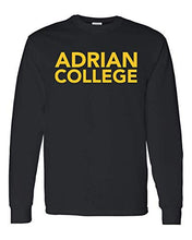 Load image into Gallery viewer, Adrian College Stacked 1 Color Gold Text Long Sleeve - Black
