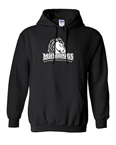 Southwest Minnesota State University Logo One Color Hooded Sweatshirt - Black