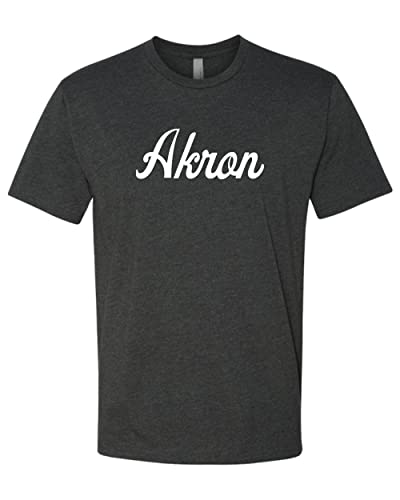 University of Akron Script Soft Exclusive T-Shirt - Charcoal