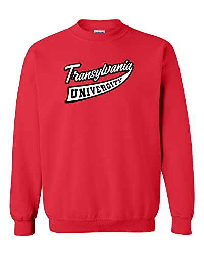 Transylvania University Banner Two Color Crewneck Sweatshirt - Red