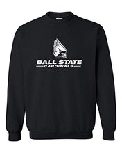 Load image into Gallery viewer, Ball State University with Logo One Color Crewneck Sweatshirt - Black
