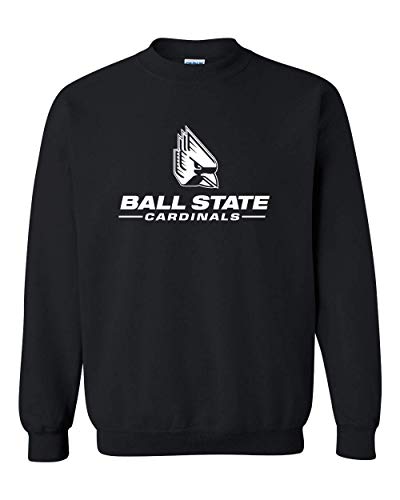 Ball State University with Logo One Color Crewneck Sweatshirt - Black