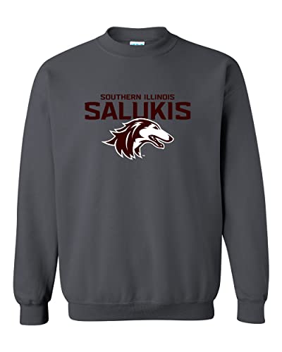 Southern Illinois Salukis Two Color Crewneck Sweatshirt - Charcoal