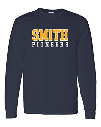 Smith College Pioneers Text Long Sleeve Shirt - Navy