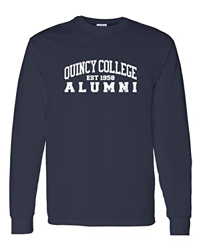 Quincy College Arched Alumni Long Sleeve Shirt - Navy