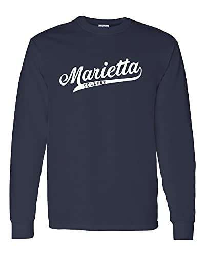 Marietta College Banner One Color Long Sleeve Shirt - Navy