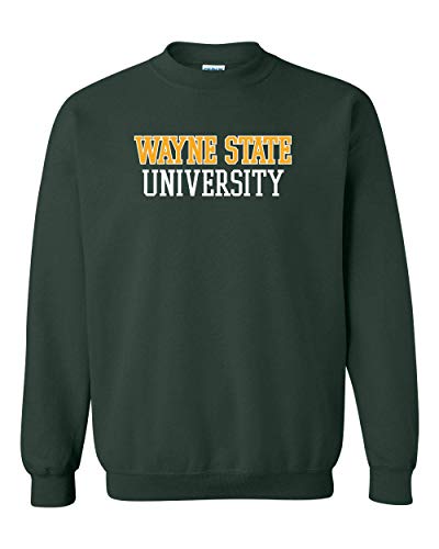 Wayne State University Two Color Crewneck Sweatshirt - Forest Green