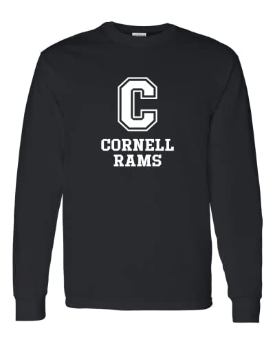 Cornell College Mascot 1 Color Long Sleeve Shirt - Black