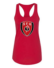 Load image into Gallery viewer, Saint Francis SFU Shield Ladies Racer Tank Top - Red
