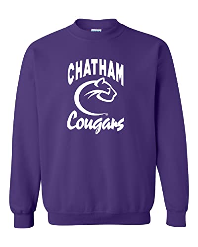 Chatham University Cougars Logo 1 Color Crewneck Sweatshirt - Purple