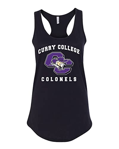 Curry College Colonels Logo Ladies Tank Top - Black