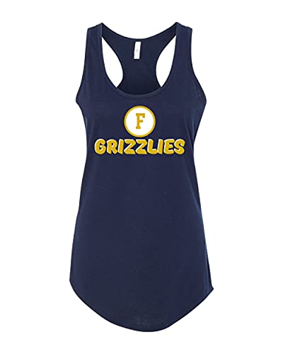 Vintage F Circle Franklin Grizzlies Two Color Ladies Tank Top - Midnight Navy