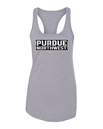 Purdue Northwest Block Text Logo Two Color Tank Top - Heather Grey