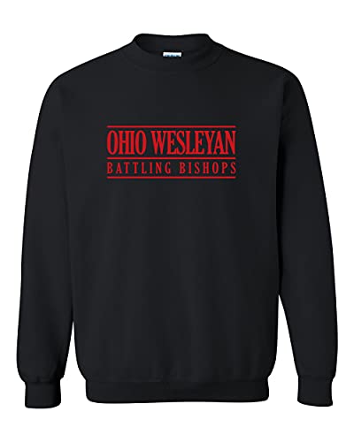 Ohio Wesleyan Battling Bishops Text Only Crewneck Sweatshirt - Black