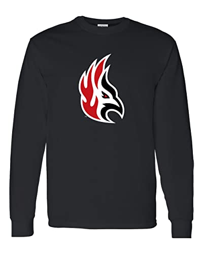 Carthage College Firebird Mascot Long Sleeve T-Shirt - Black
