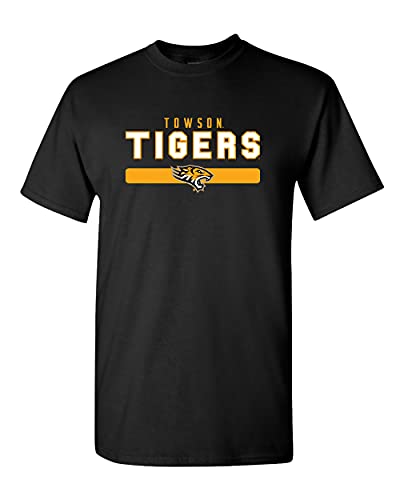 Towson Tigers Stacked Three Color T-Shirt - Black