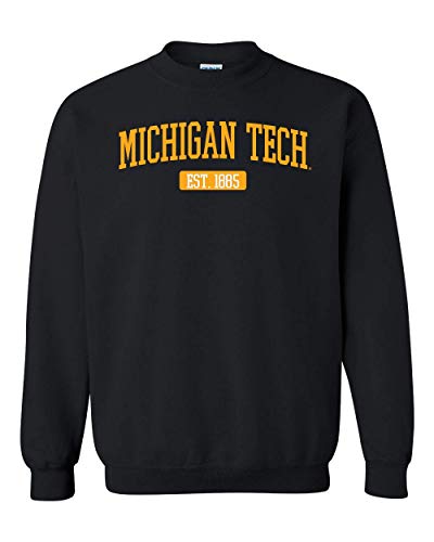 Michigan Tech EST Two Color Crewneck Sweatshirt - Black