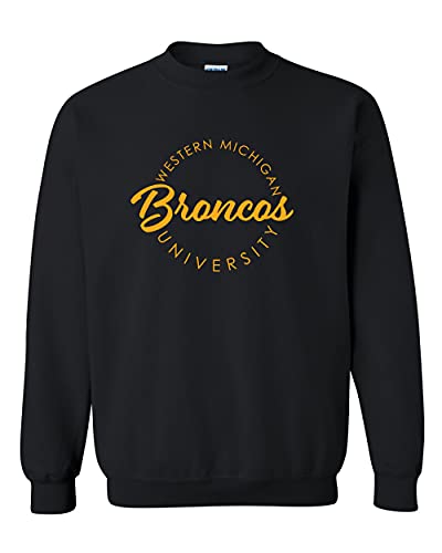 Western Michigan University Circular 1 Color Crewneck Sweatshirt - Black