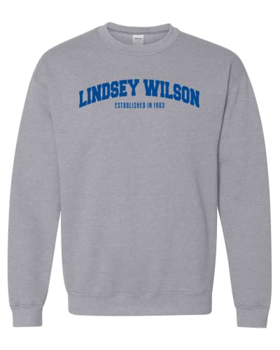 Lindsey Wilson College Block Crewneck Sweatshirt - Sport Grey