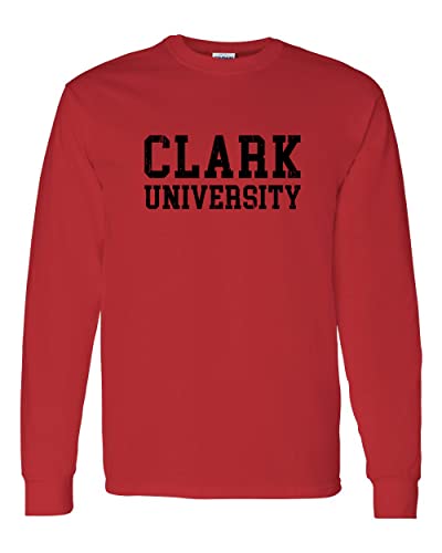 Clark University Block Letters Long Sleeve Shirt - Red